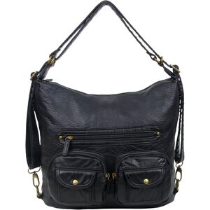 Convertible crossbody backpack in navy blue